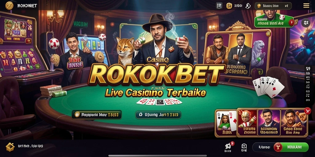 Tampilan gameplay ROKOKBET dengan dealer langsung yang interaktif.
